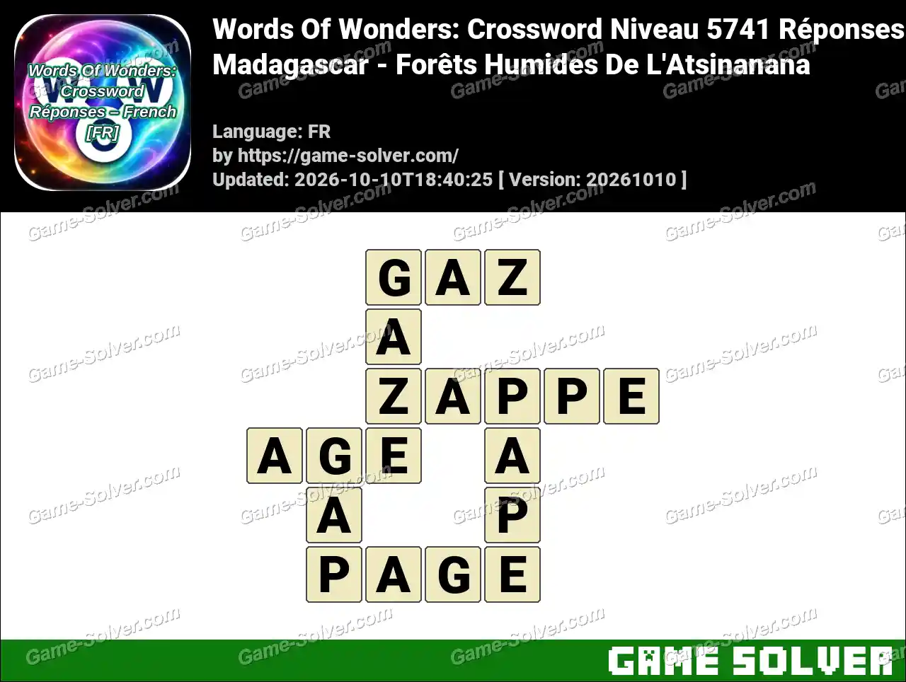 Words Of Wonders: Crossword Niveau 5741 Réponses – Madagascar – Forêts Humides De L’Atsinanana
